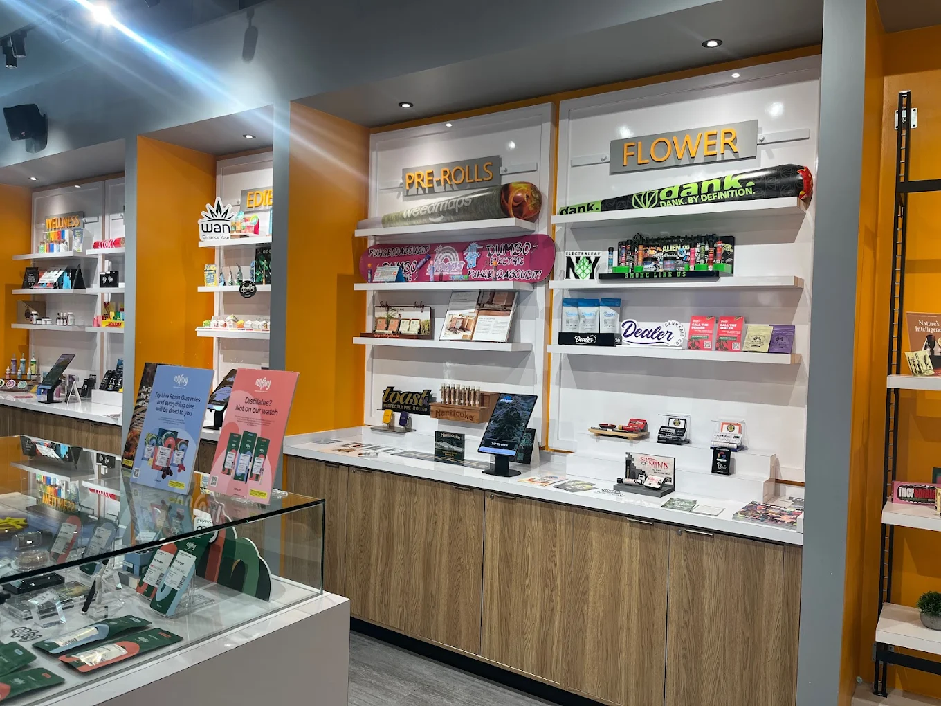 cannabis product displays at stoops nyc